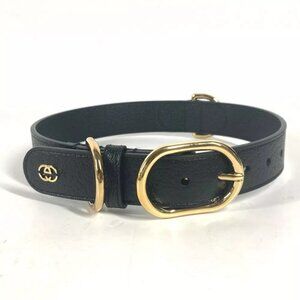 GUCCI 695256 GG Large/Extra Large Pet Dog Collar Black/GoldHardware Unused